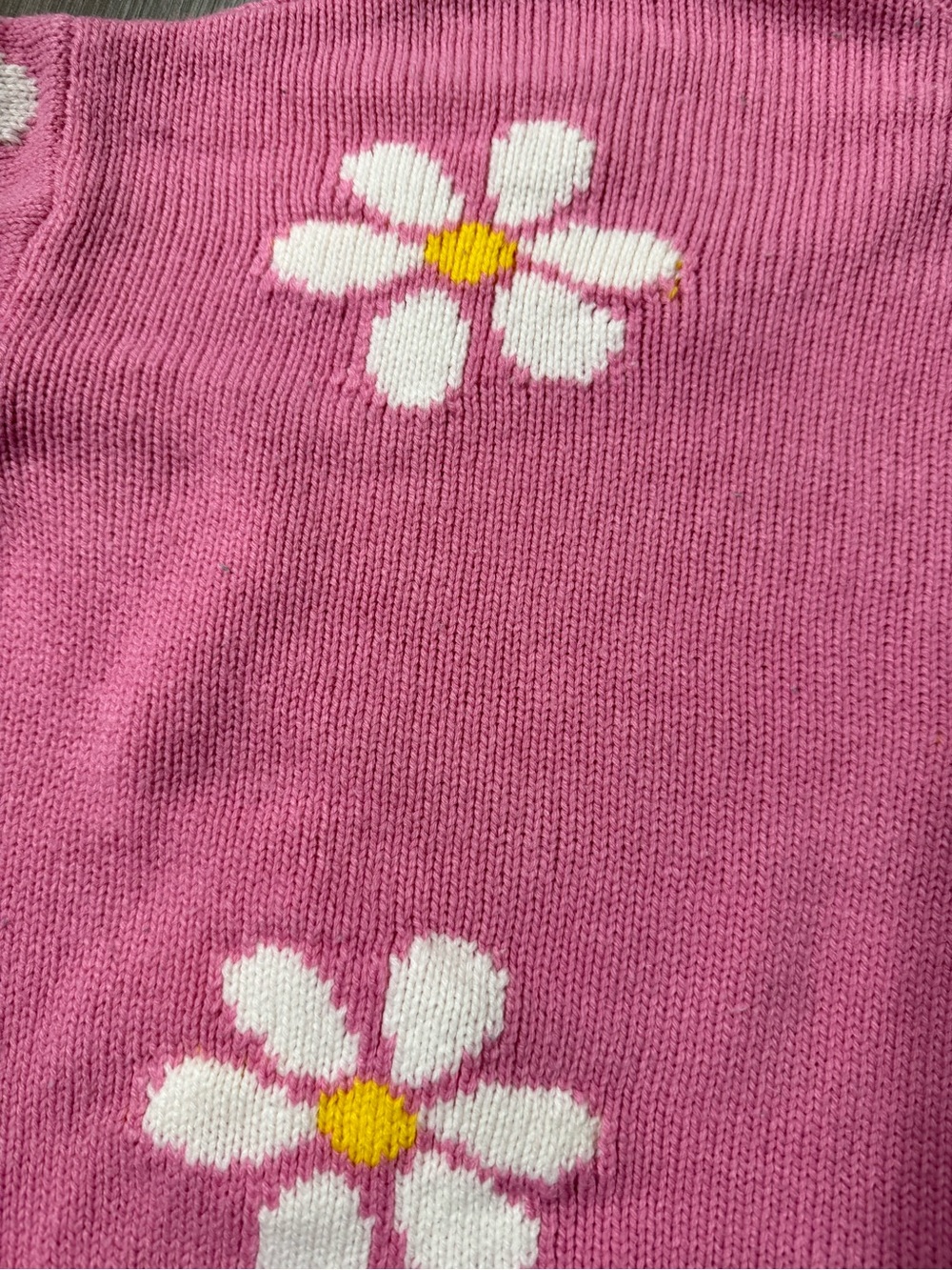 Just Polly Pink Daisy Distressed Fringe Crop Sweater M Y2K Floral Knit Grunge - Picture 6 of 13